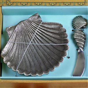 Global Market Pewter Seashell Dip Bowl & Spreader